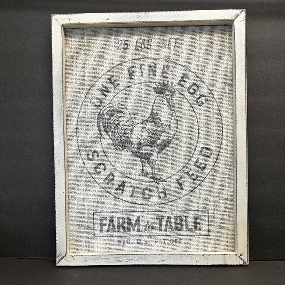 Hobby Lobby Other - Farm To Table Picture/White Washed Frame with Burlap Printed Decor 13"x17" EUC